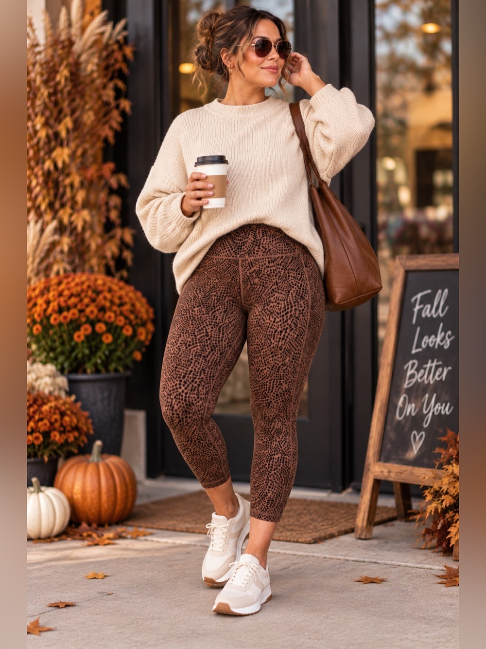 Athleta Salutation Stash 7/8 Tight 3X Brown Leopard Animal Print NWT